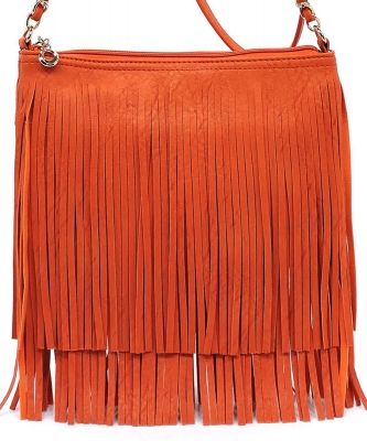 Western Fringe Cross Body Bag E031 BURNT ORANGE